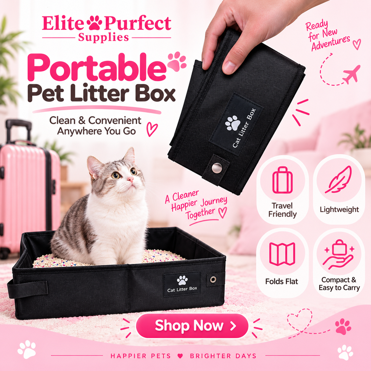Elite Purfect Foldable Travel Cat Litter Box