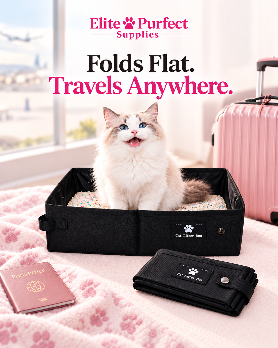 Elite Purfect Foldable Travel Cat Litter Box